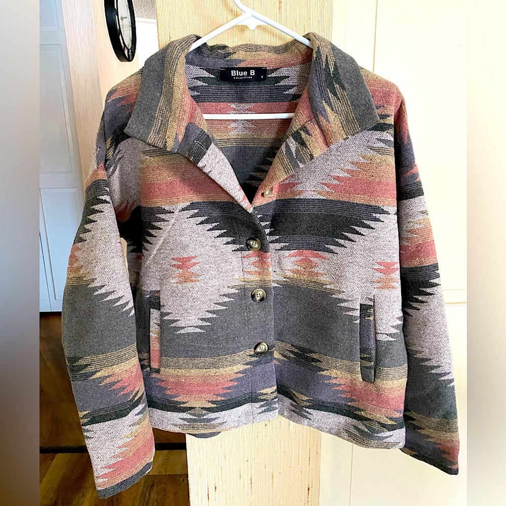 Aztec Soft Wool Button Up Jacket - image 1